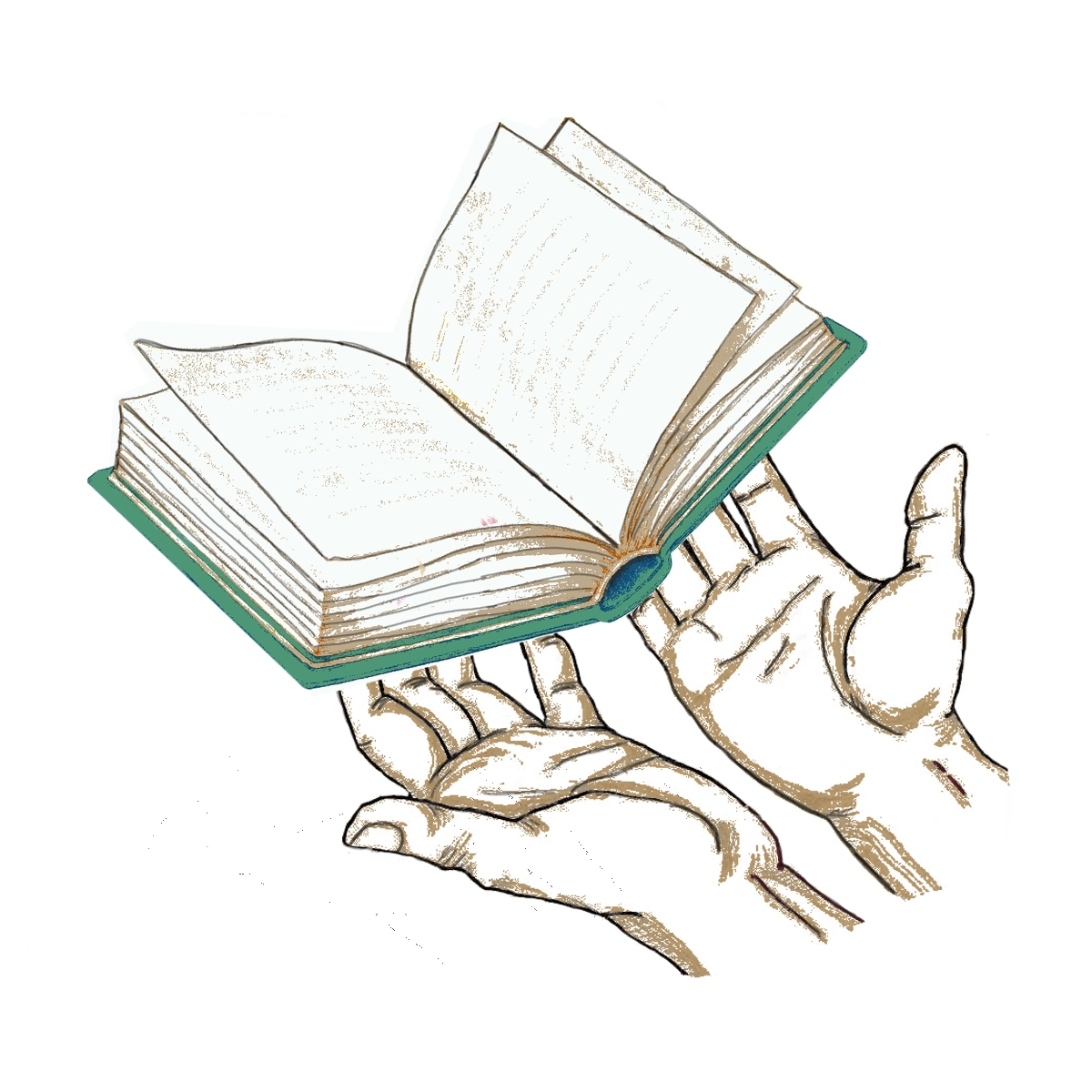 Hands holding an open book
